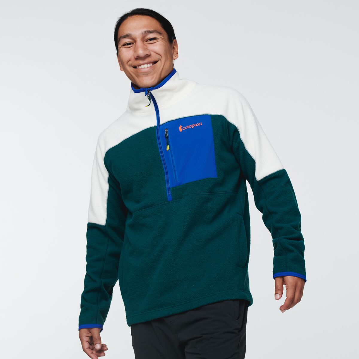 Abrazo Half-Zip Fleece Jacket - Men's, Bone/Deep Ocean