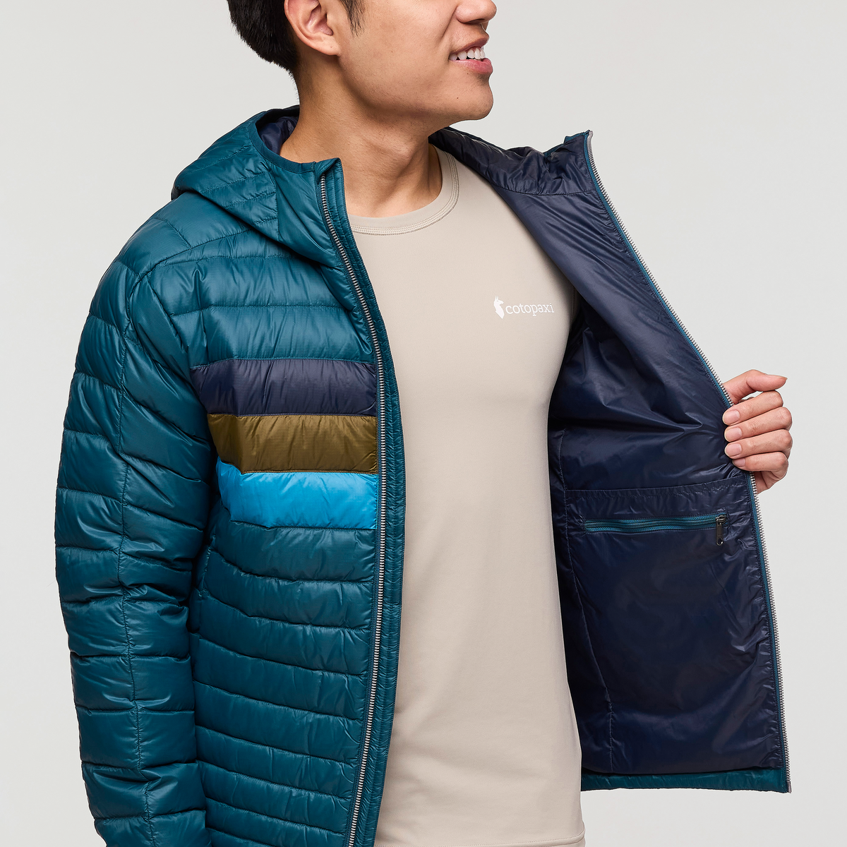 Fuego Hooded Down Jacket - Men's, Abyss Stripes