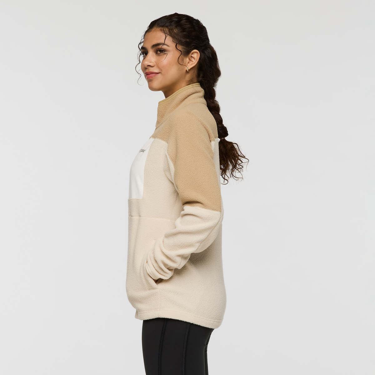 Abrazo Hooded Full-Zip Fleece Jacket - Women's, Khaki and cream