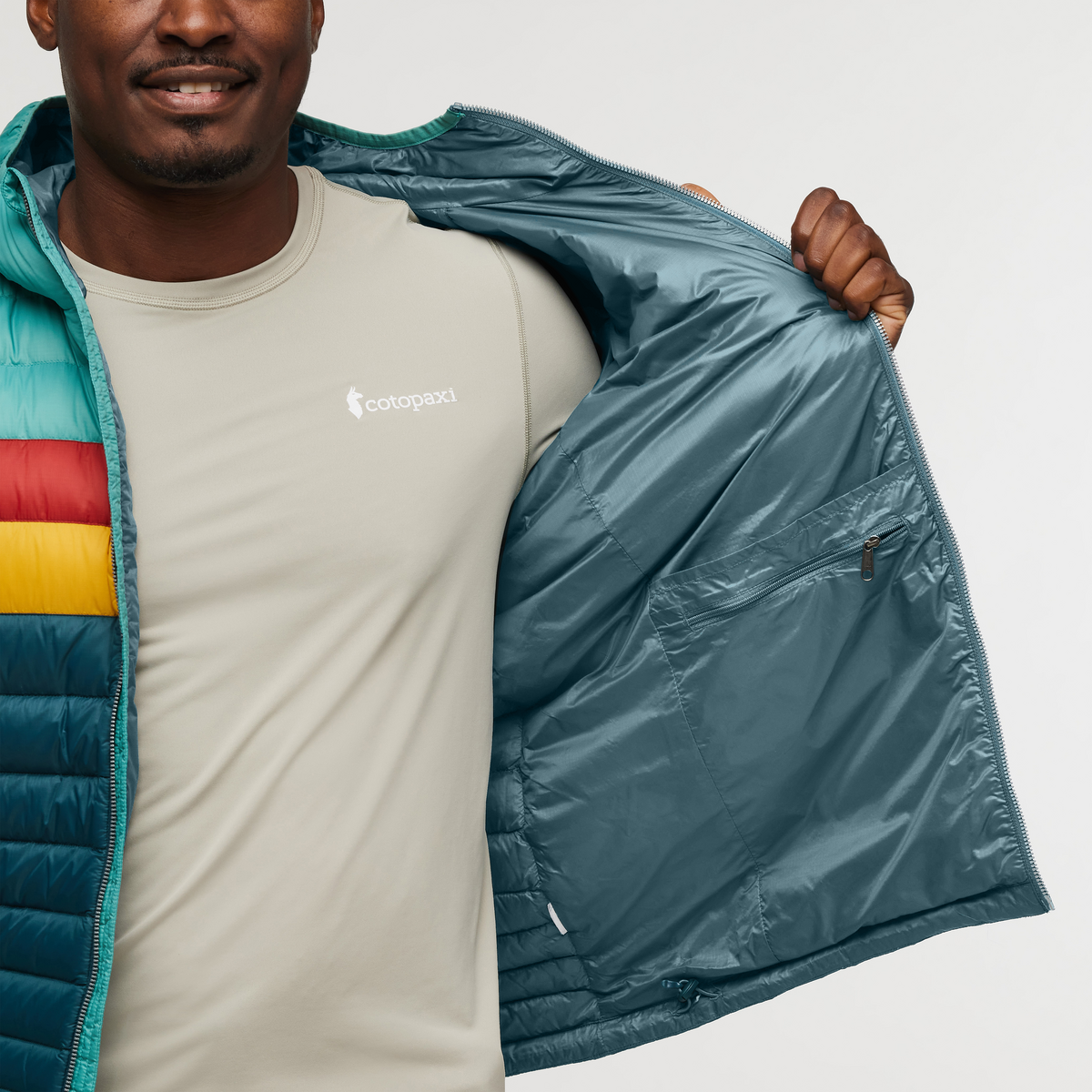 Fuego Hooded Down Jacket - Men's, Coastal/Abyss