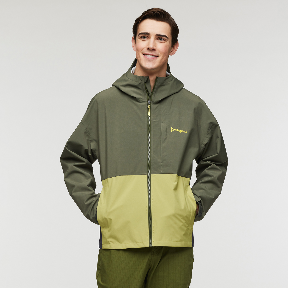 Cielo Rain Jacket - Men's, Fatigue and Lemongrass