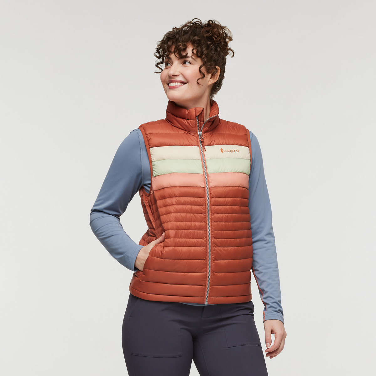 Fuego Down Vest - Women's, Faded Brick Stripes