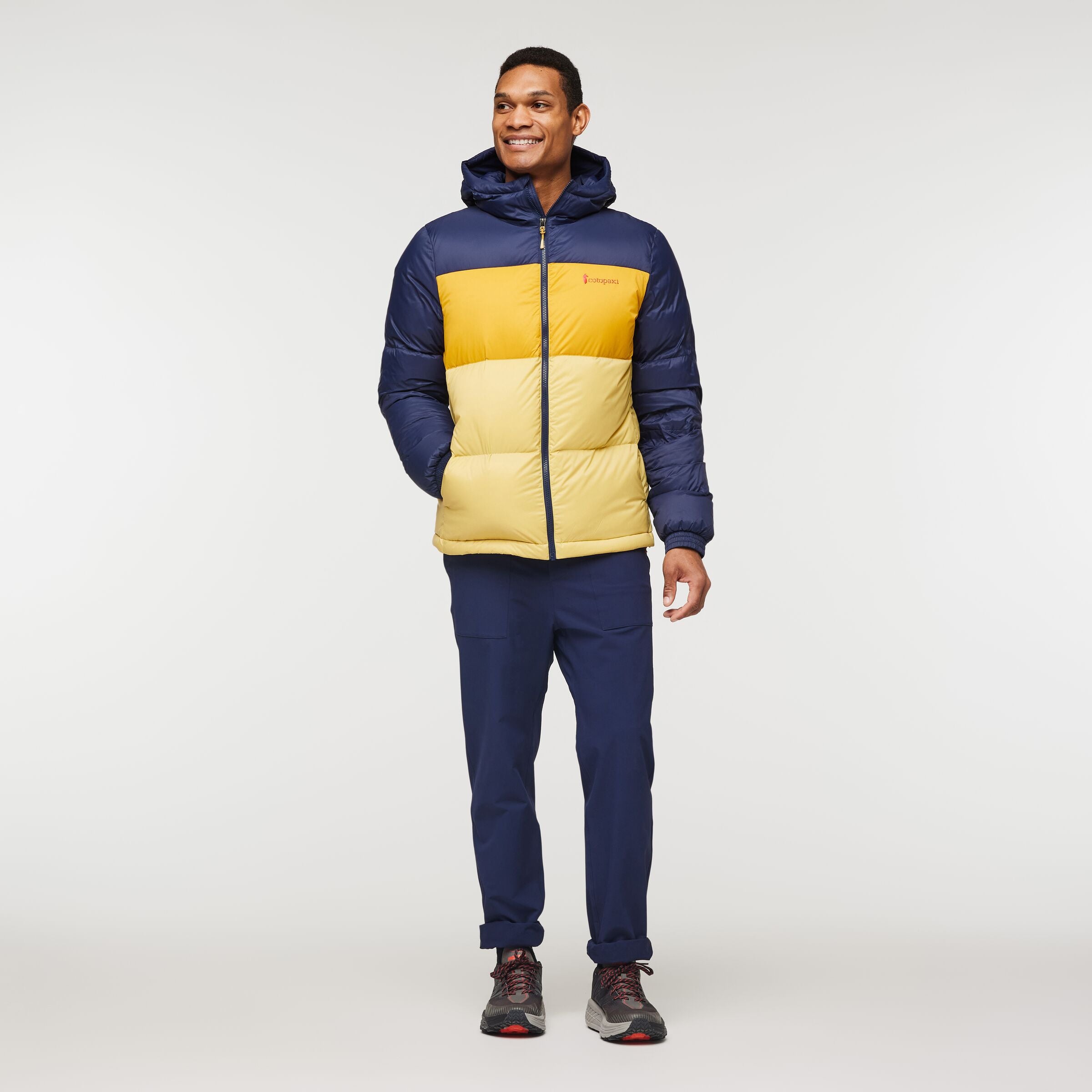 Solazo Down Hooded Jacket - Mens, Maritime/Amber