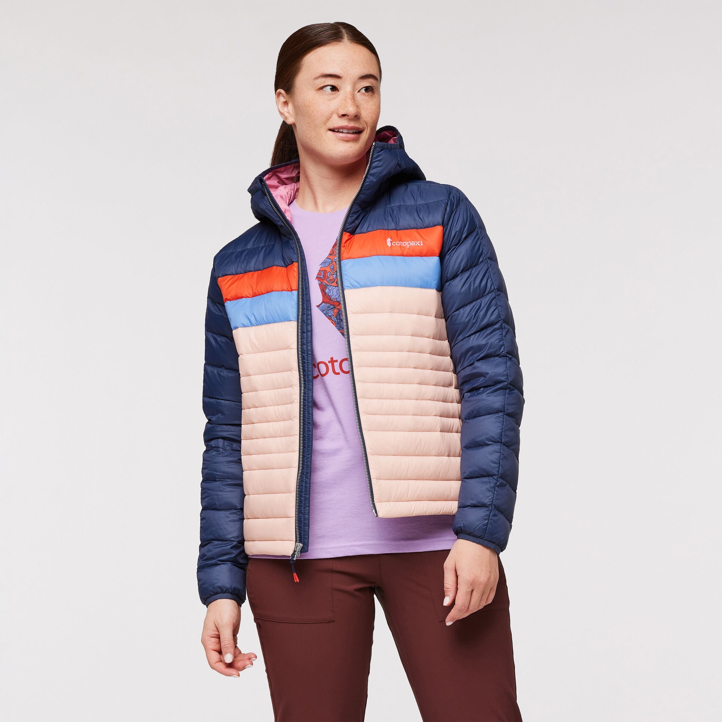 Fuego Hooded Down Jacket - Women's, Ink/Rosewood