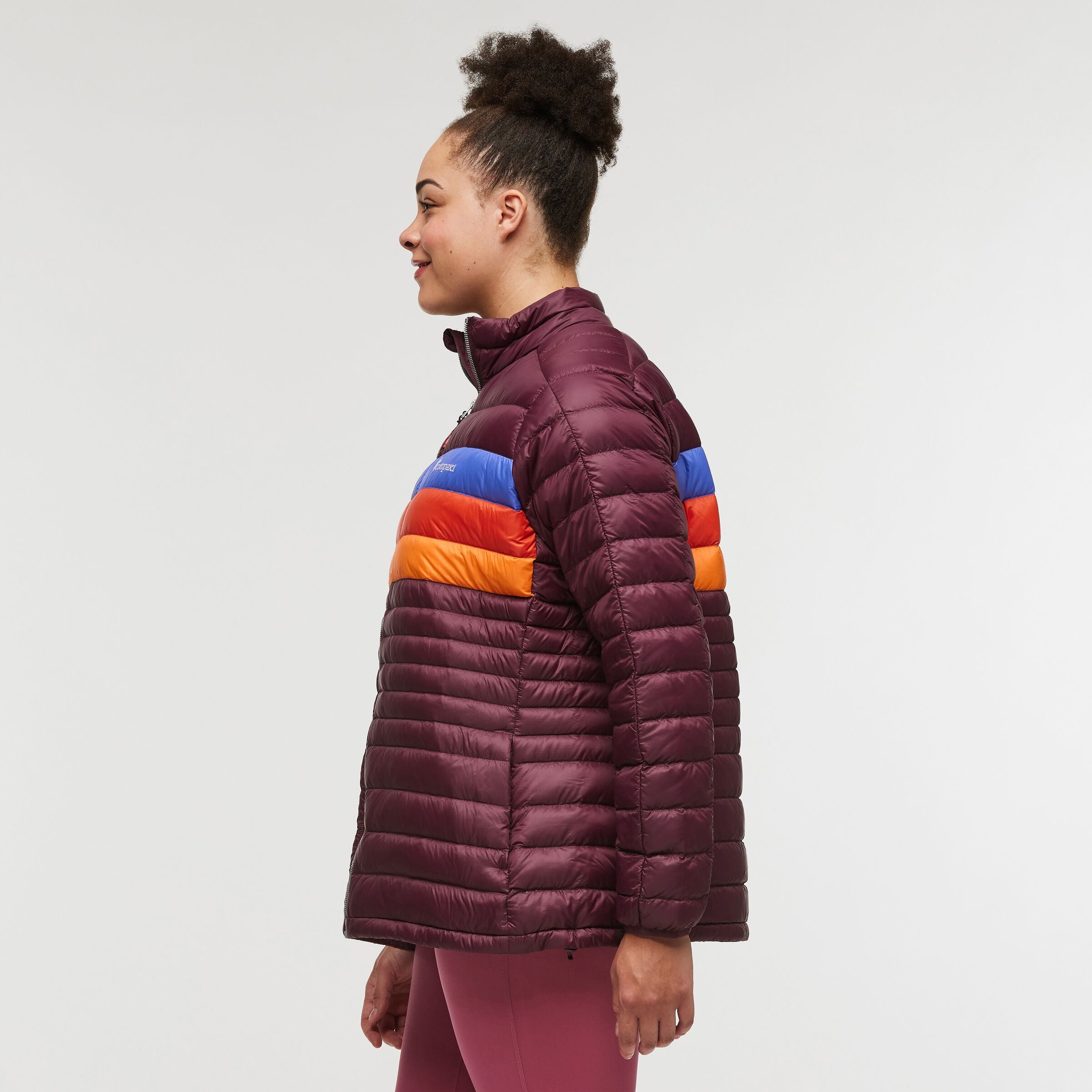Fuego Down Hooded Jacket - Plus Size - Women's, Wine Stripes