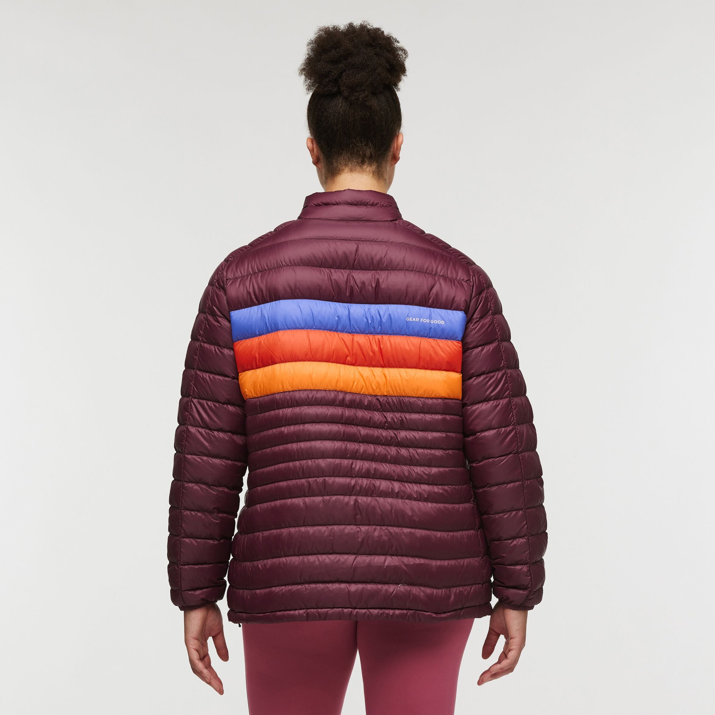 Fuego Down Hooded Jacket - Plus Size - Women's, Wine Stripes