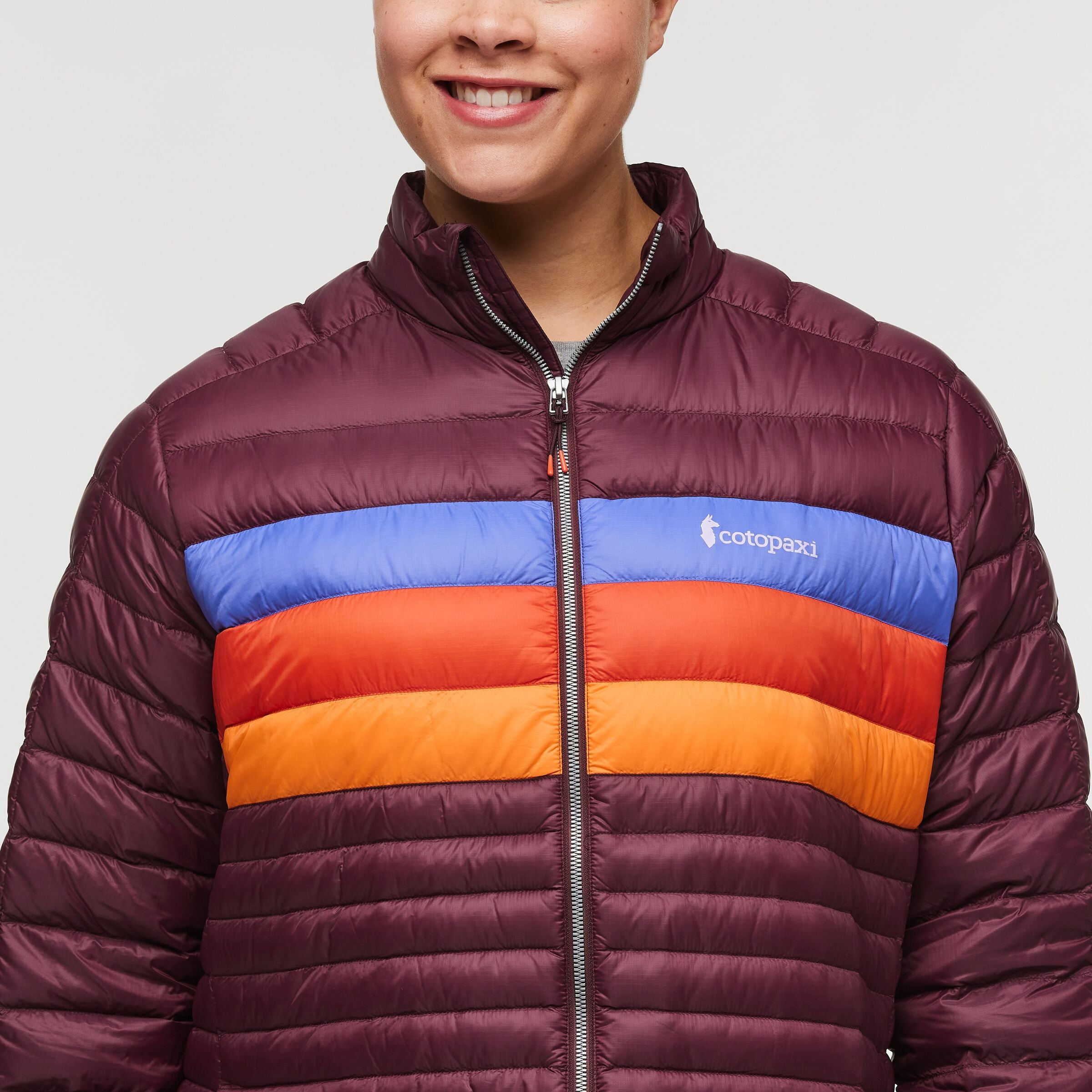Fuego Down Hooded Jacket - Plus Size - Women's, Wine Stripes