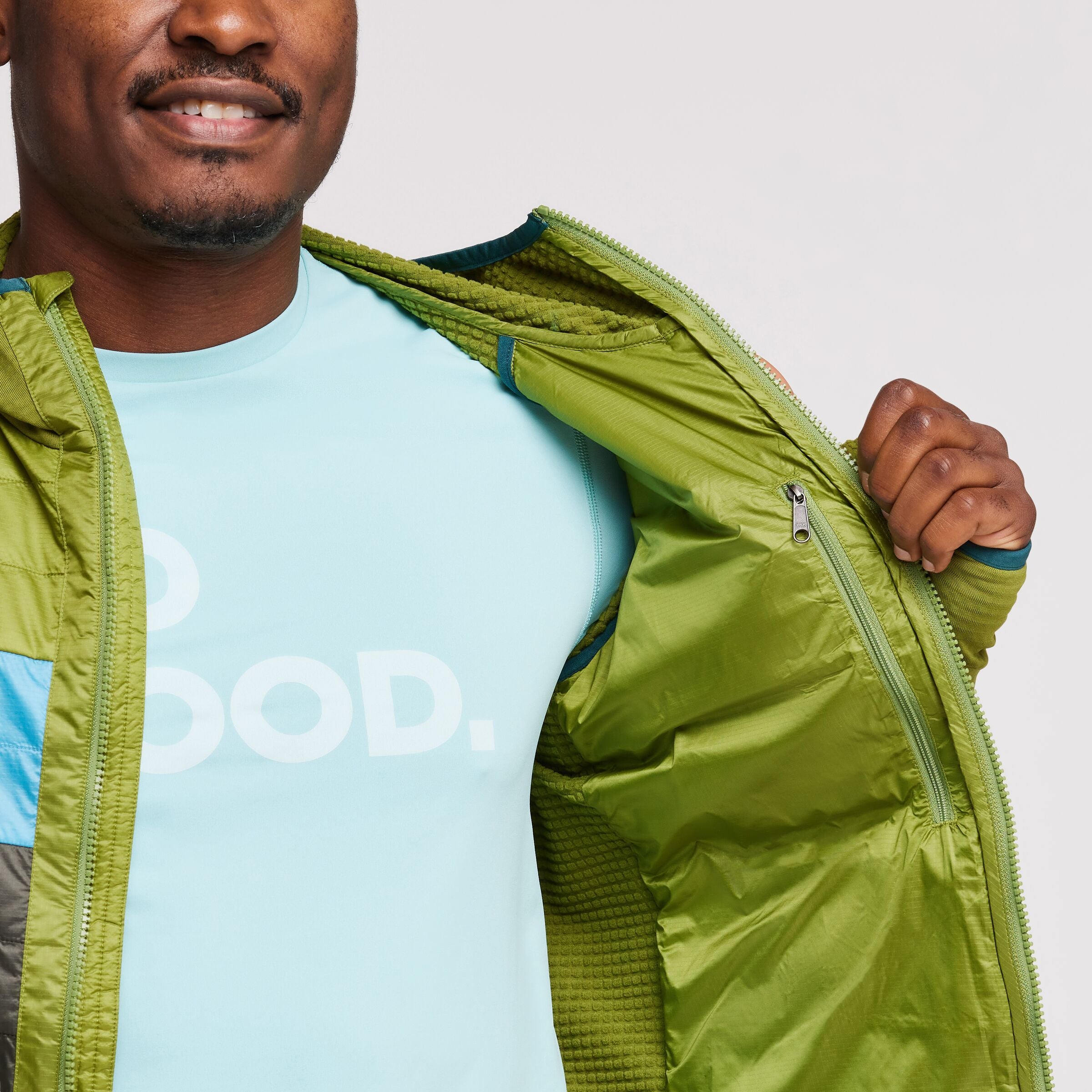 Capa Hybrid Insulated Hooded Jacket - Men's, Cedar & Iron, Model Jeremy