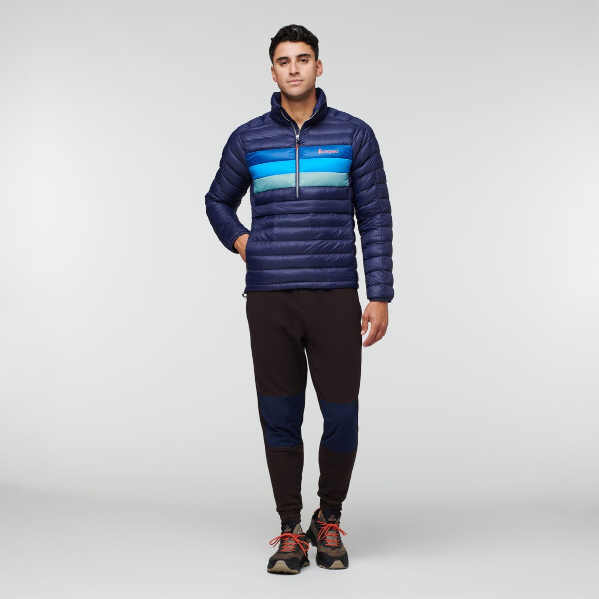 Fuego Down Pullover - Men's, Maritime Stripes, Model Munther