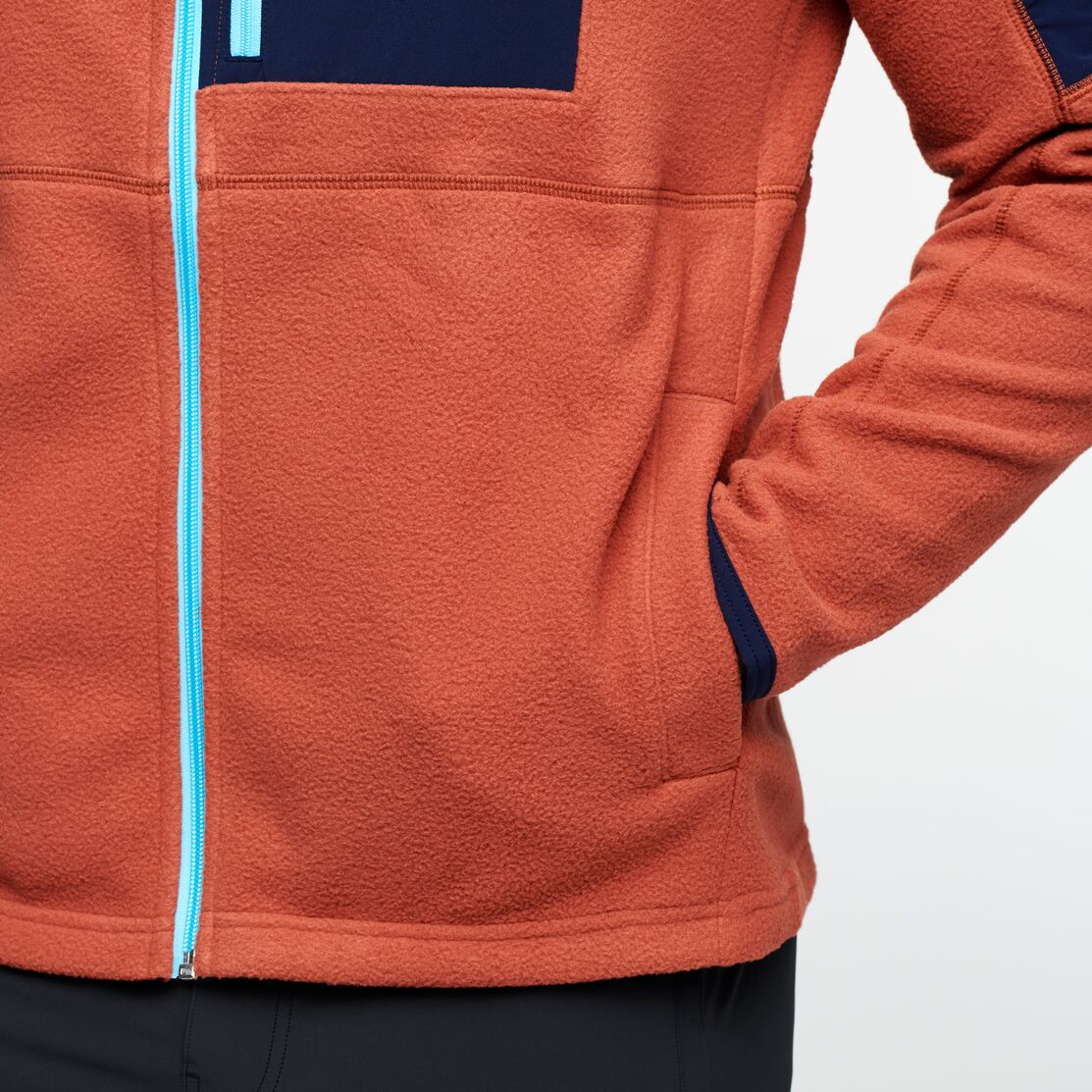Abrazo Hooded Full-Zip Fleece Jacket - Men's, Maritime/Spice