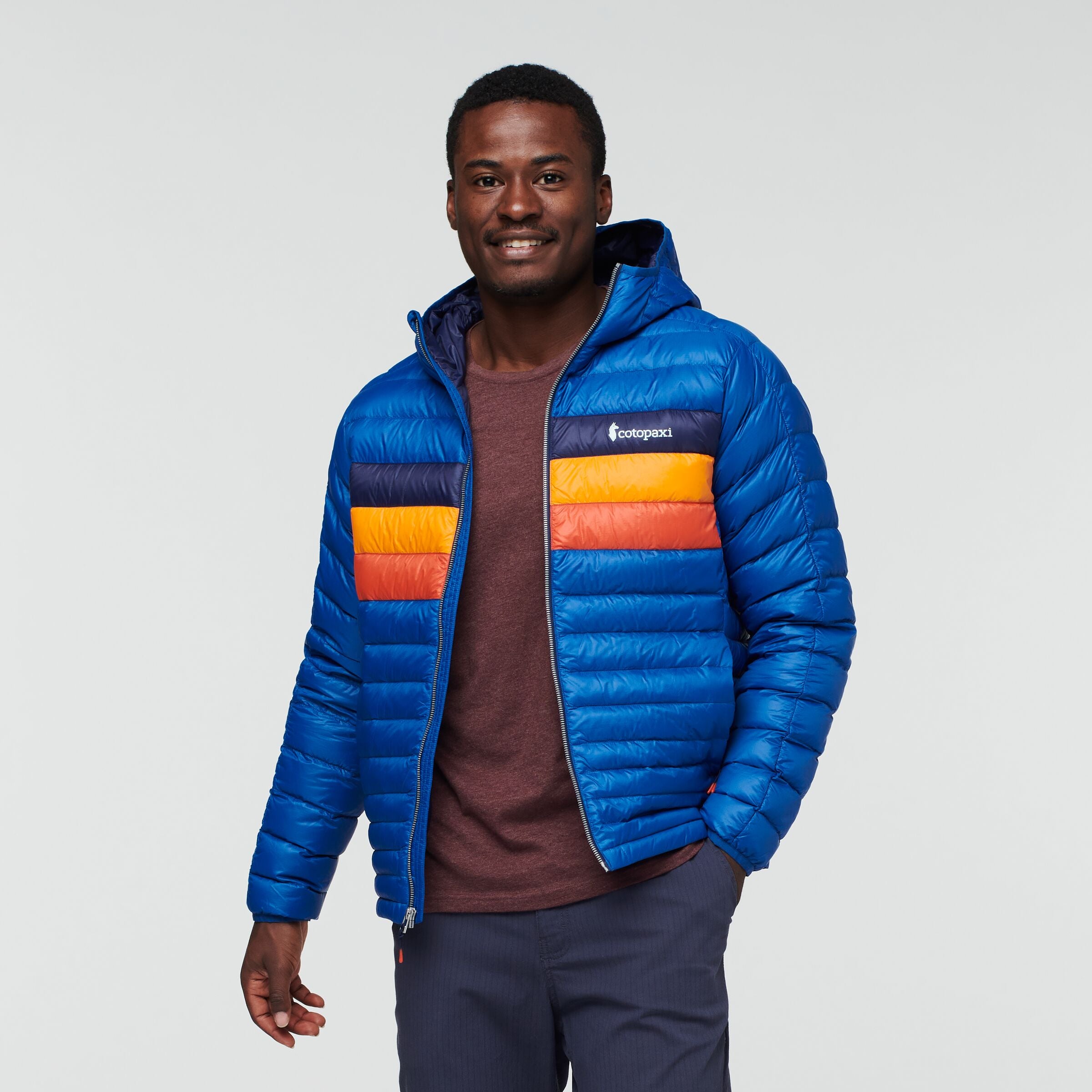 Fuego Hooded Down Jacket - Men's, Pacific Stripes
