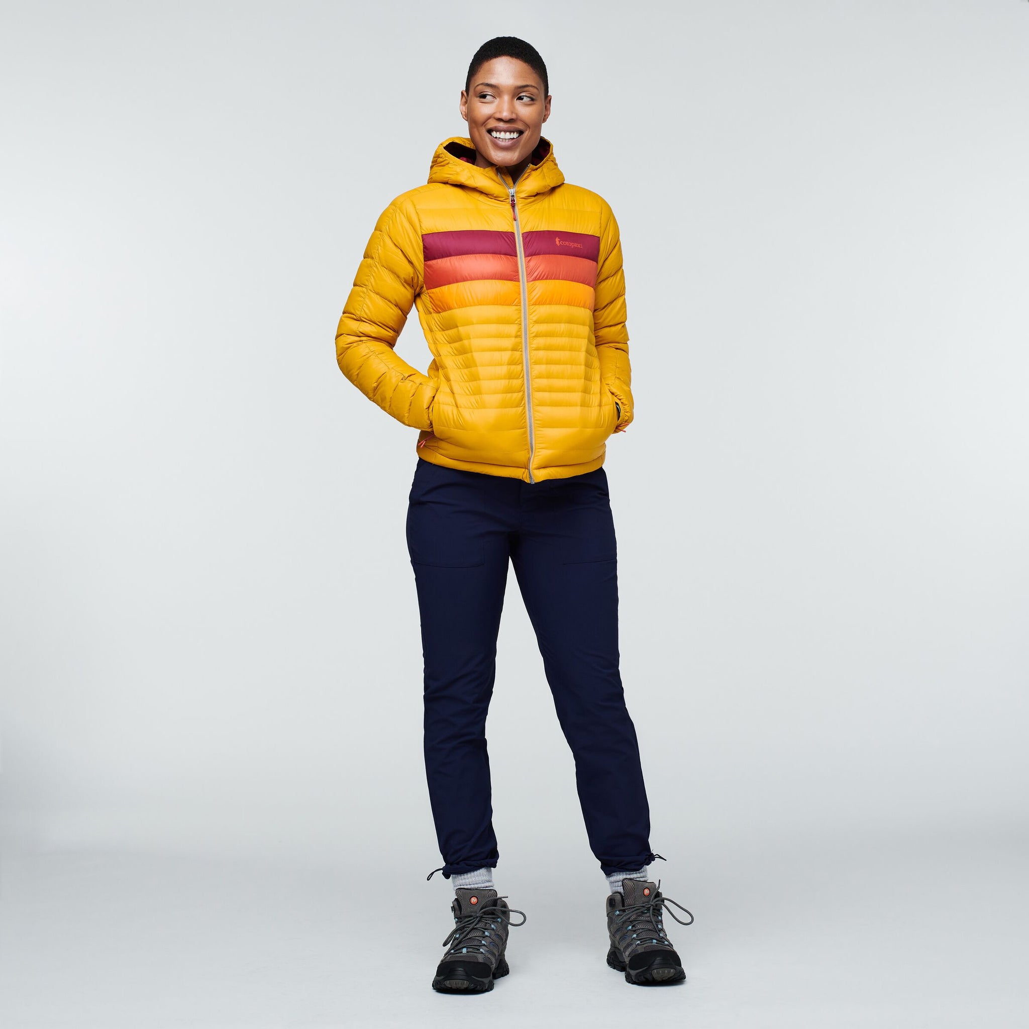 Fuego Hooded Down Jacket - Women's, Amber Stripes