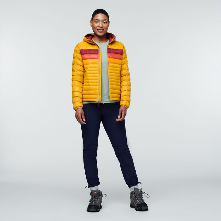 Fuego Hooded Down Jacket - Women's, Amber Stripes