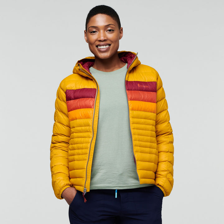 Fuego Hooded Down Jacket - Women's, Amber Stripes