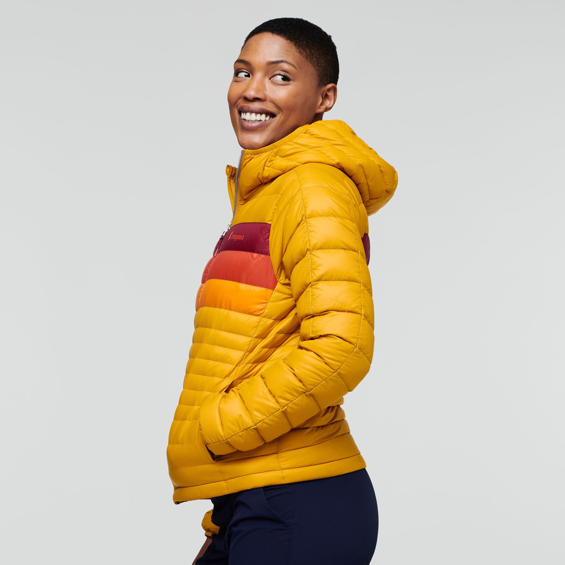 Fuego Hooded Down Jacket - Women's, Amber Stripes