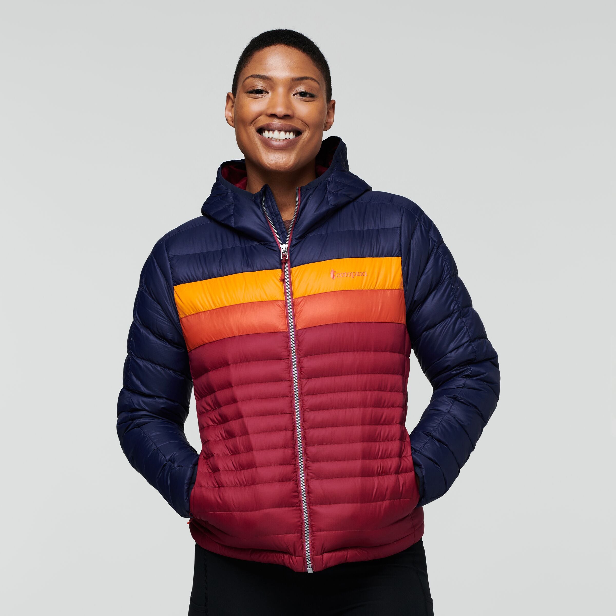 Fuego Hooded Down Jacket - Women's, Maritime/Raspberry