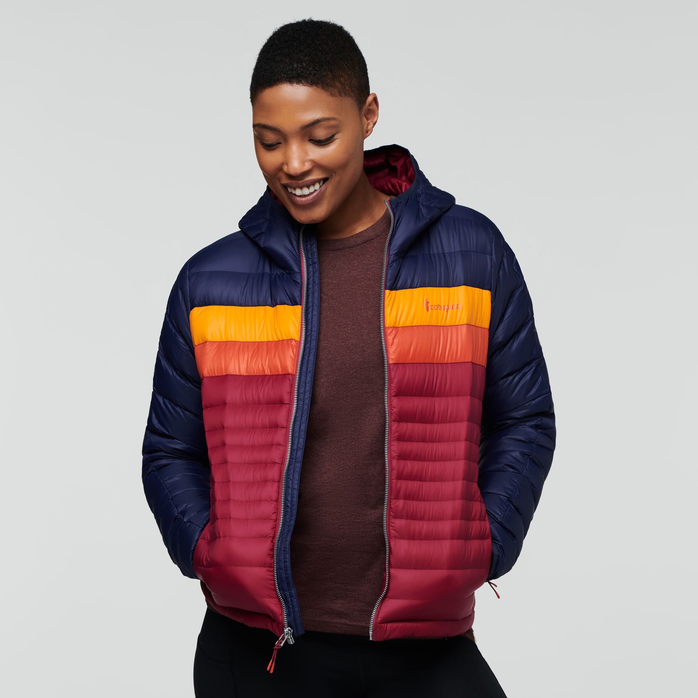 Fuego Hooded Down Jacket - Women's, Maritime/Raspberry