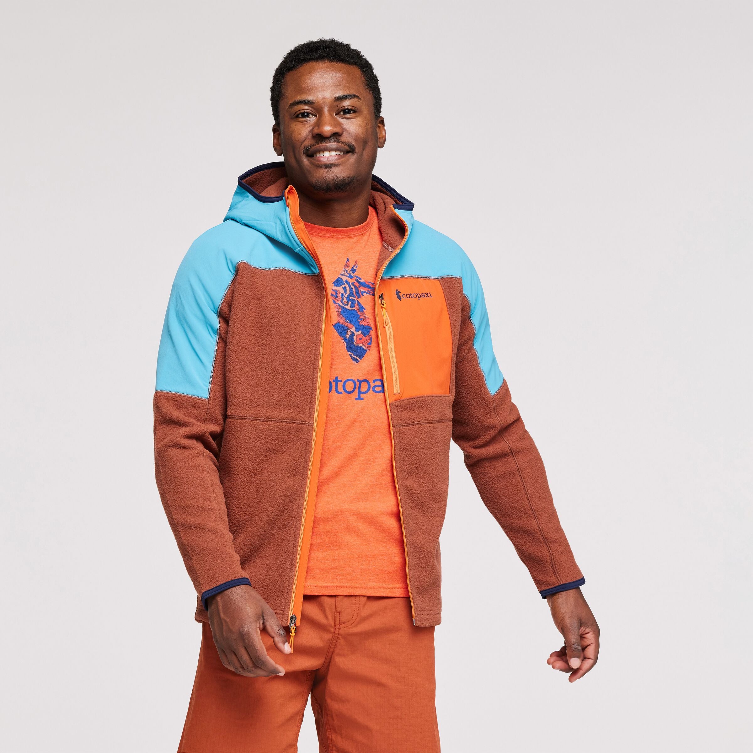 Abrazo Hooded Full-Zip Fleece Jacket - Men's, Poolside/Acorn