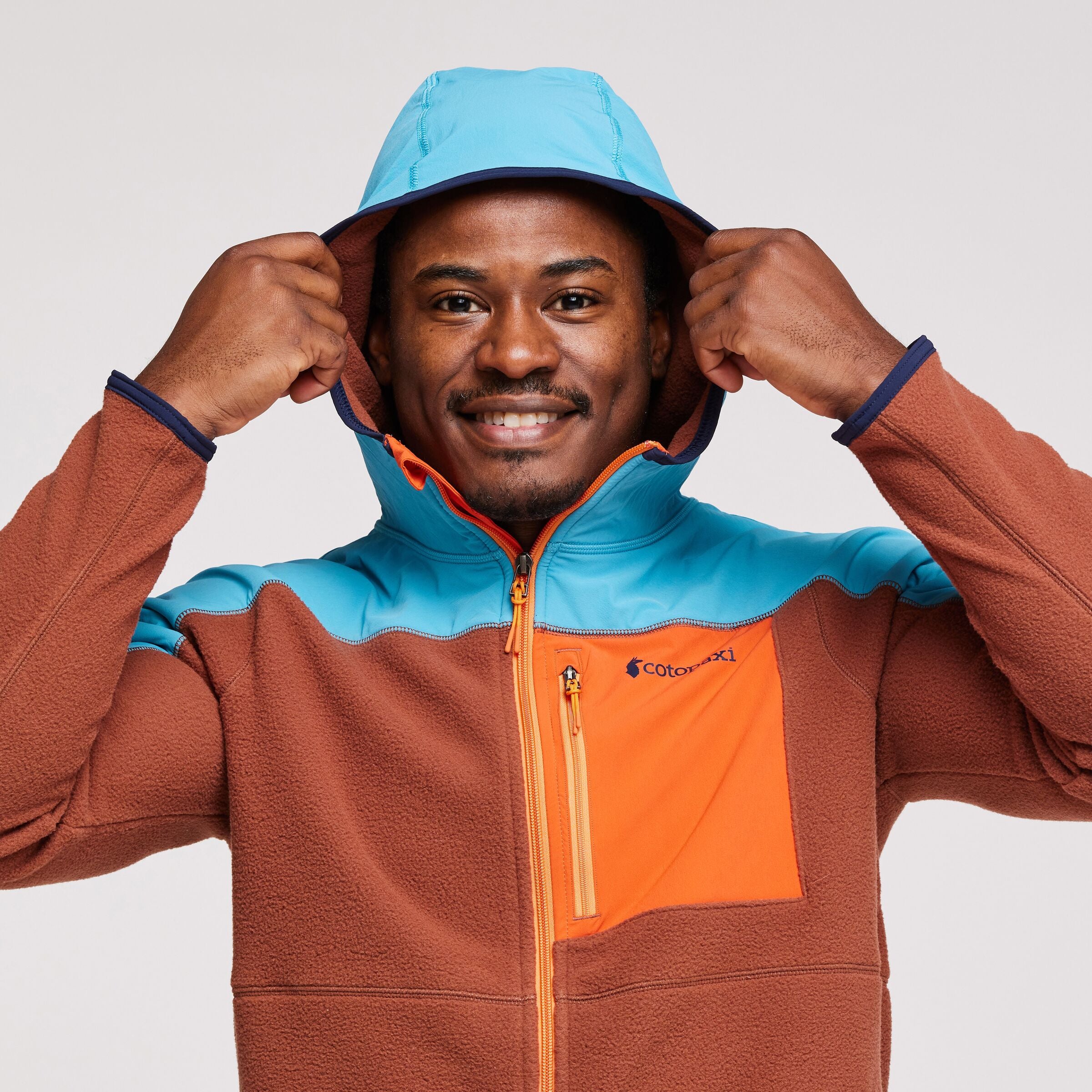 Abrazo Hooded Full-Zip Fleece Jacket - Men's, Poolside/Acorn