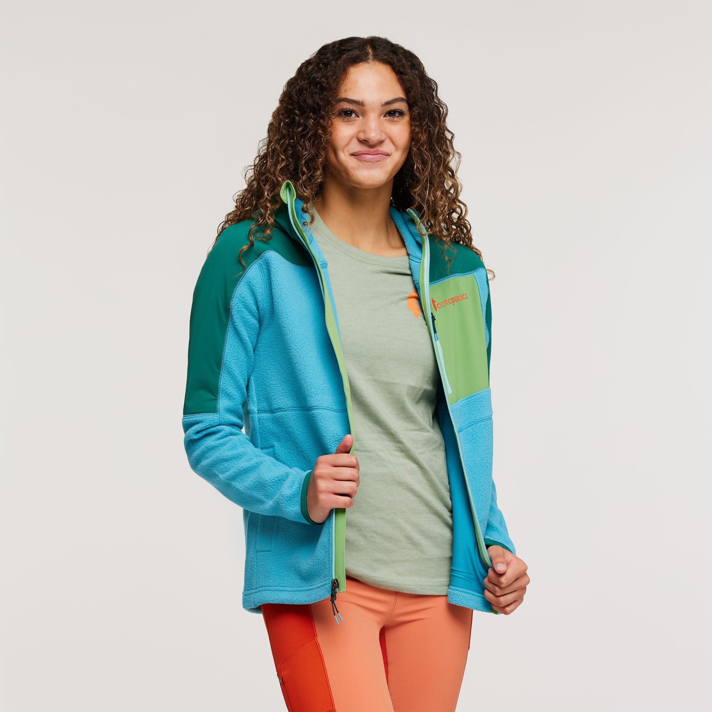 Abrazo Hooded Full-Zip Fleece Jacket - Women's, Greenery/Poolside