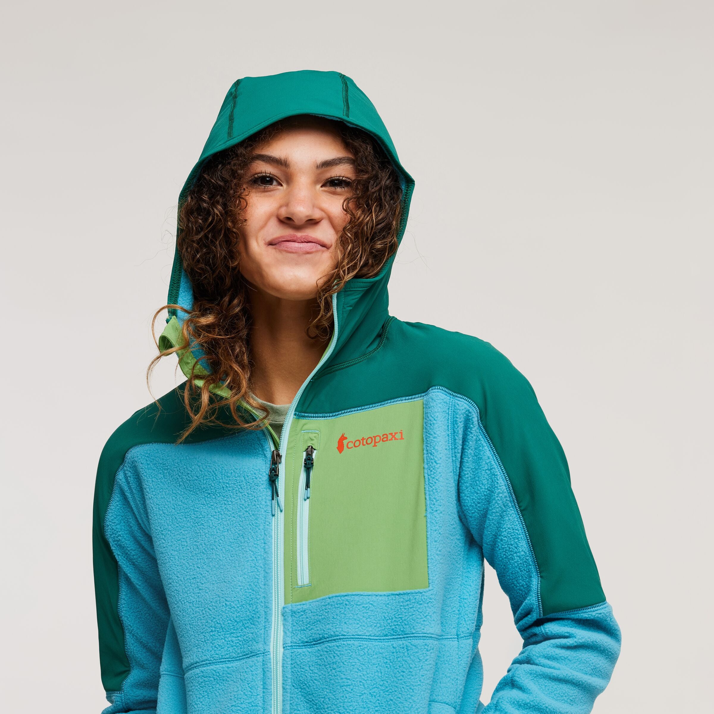 Abrazo Hooded Full-Zip Fleece Jacket - Women's, Greenery/Poolside