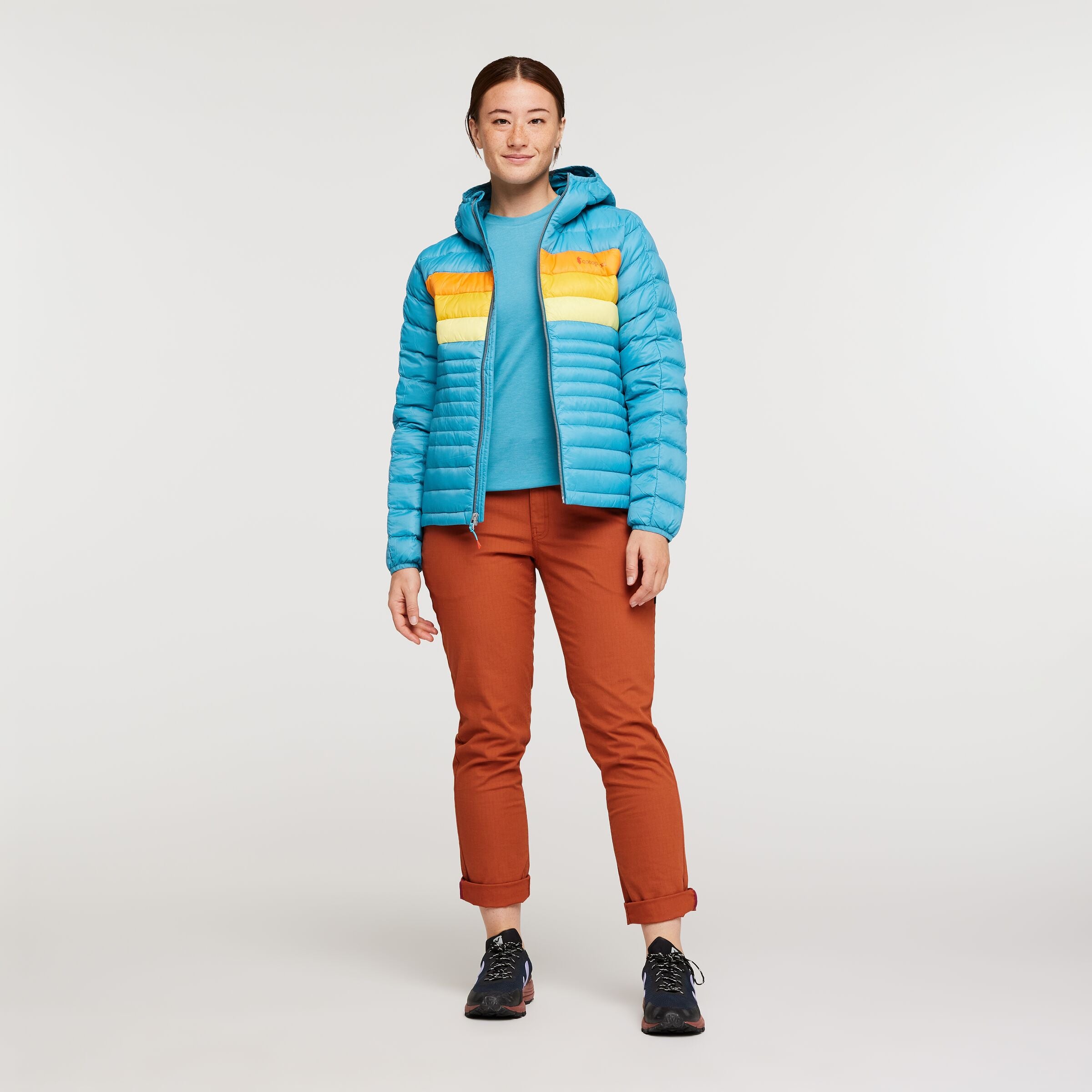 Fuego Hooded Down Jacket - Women's, Poolside Stripes