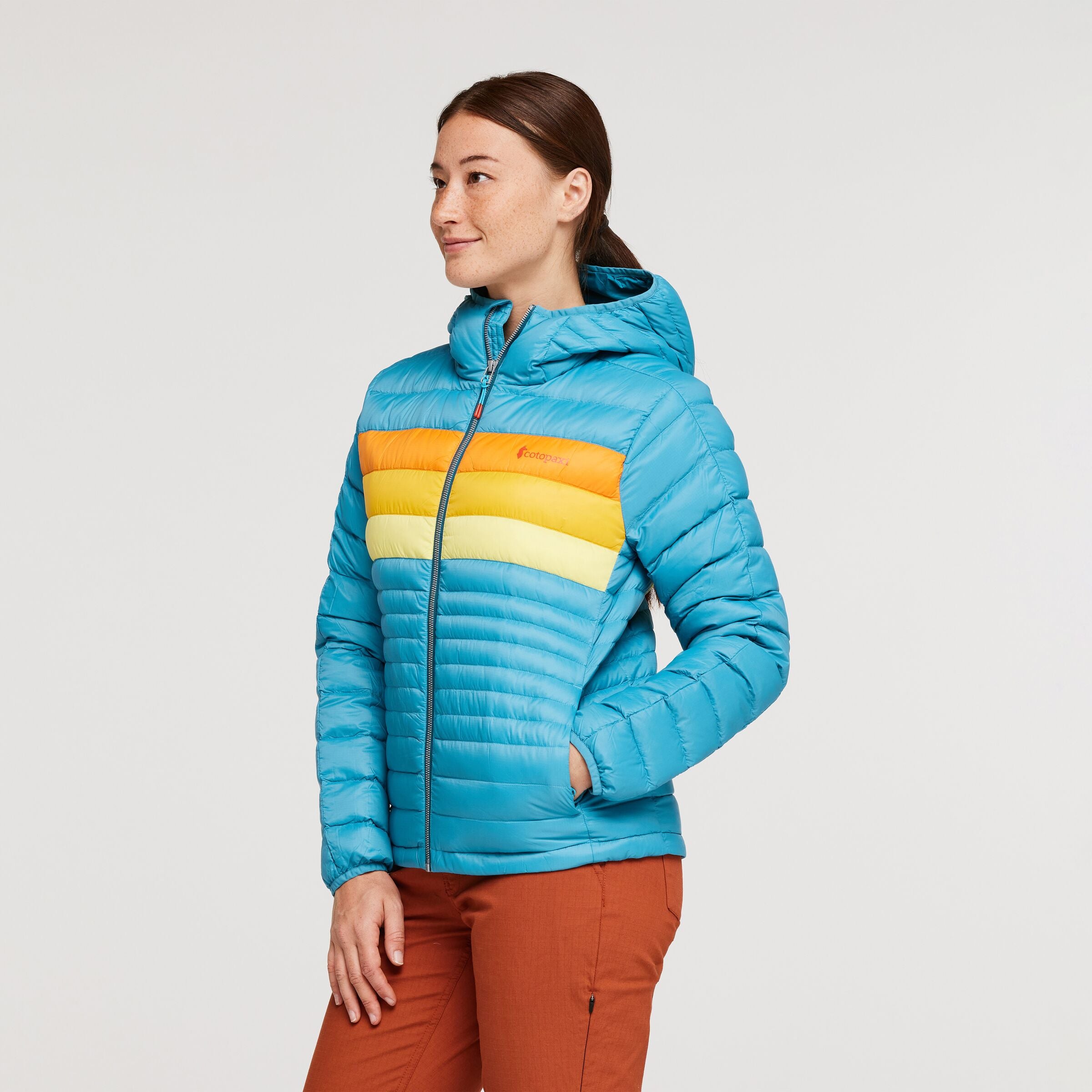 Fuego Hooded Down Jacket - Women's, Poolside Stripes