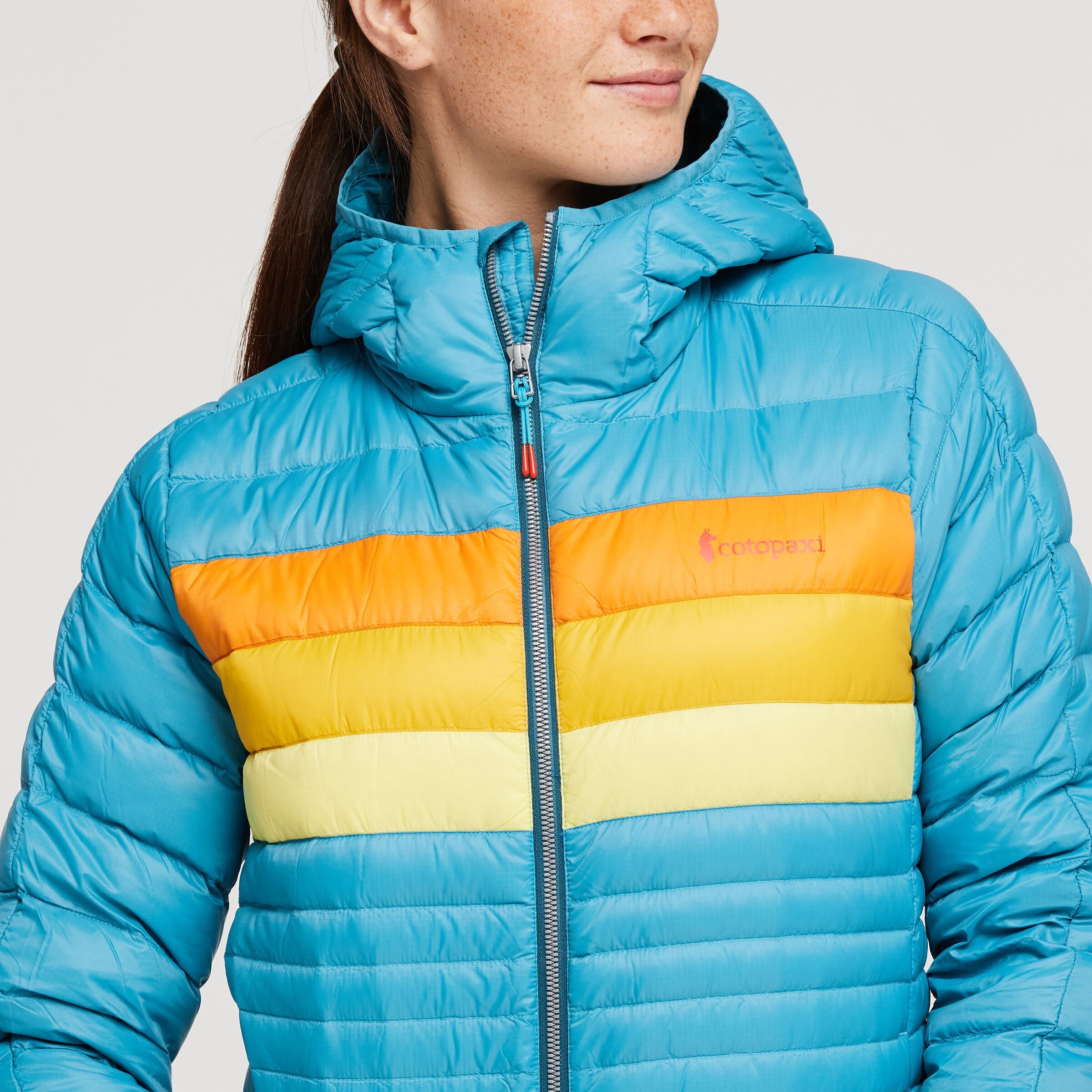 Fuego Hooded Down Jacket - Women's, Poolside Stripes