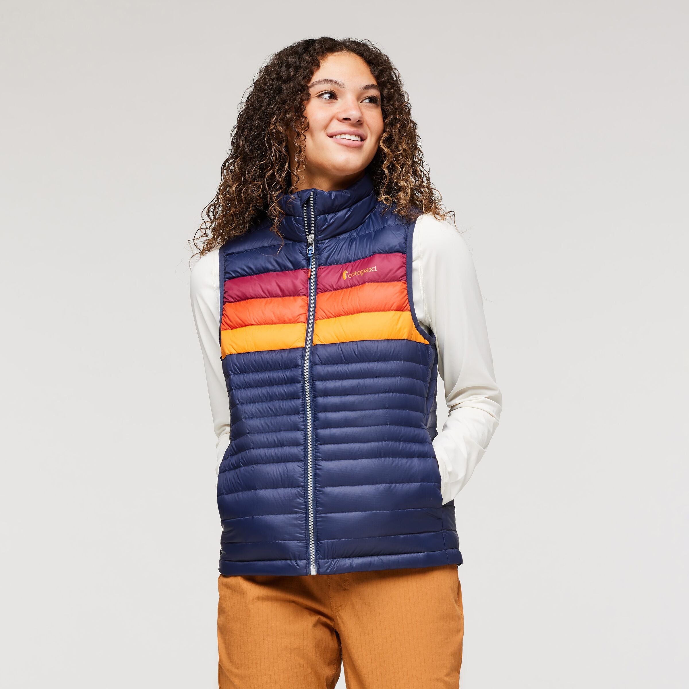 Fuego Down Vest - Women's, Maritime/Raspberry Stripes
