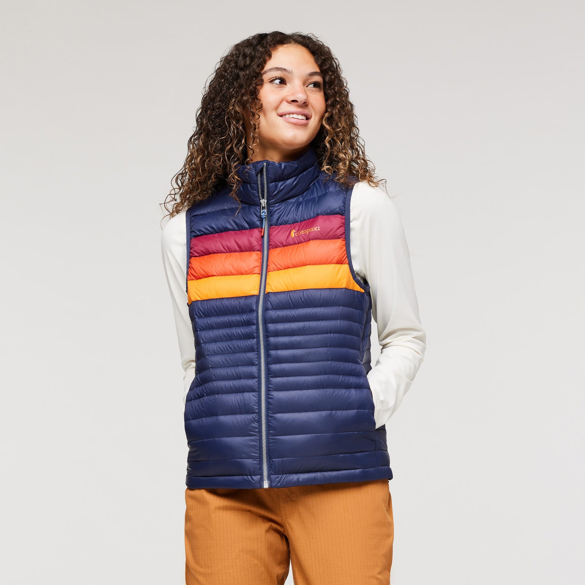 Fuego Down Vest - Women's, Maritime/Raspberry Stripes
