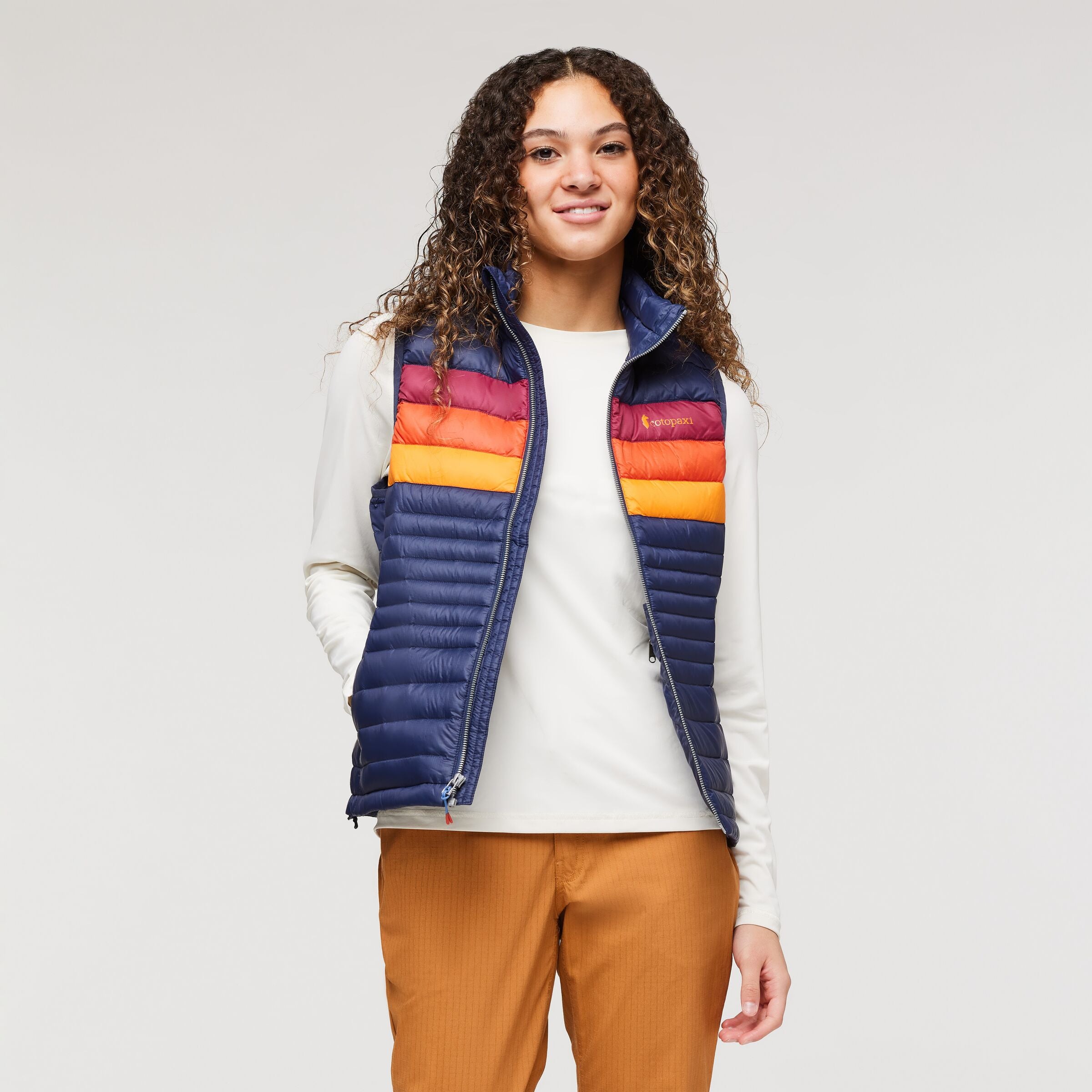 Fuego Down Vest - Women's, Maritime/Raspberry Stripes