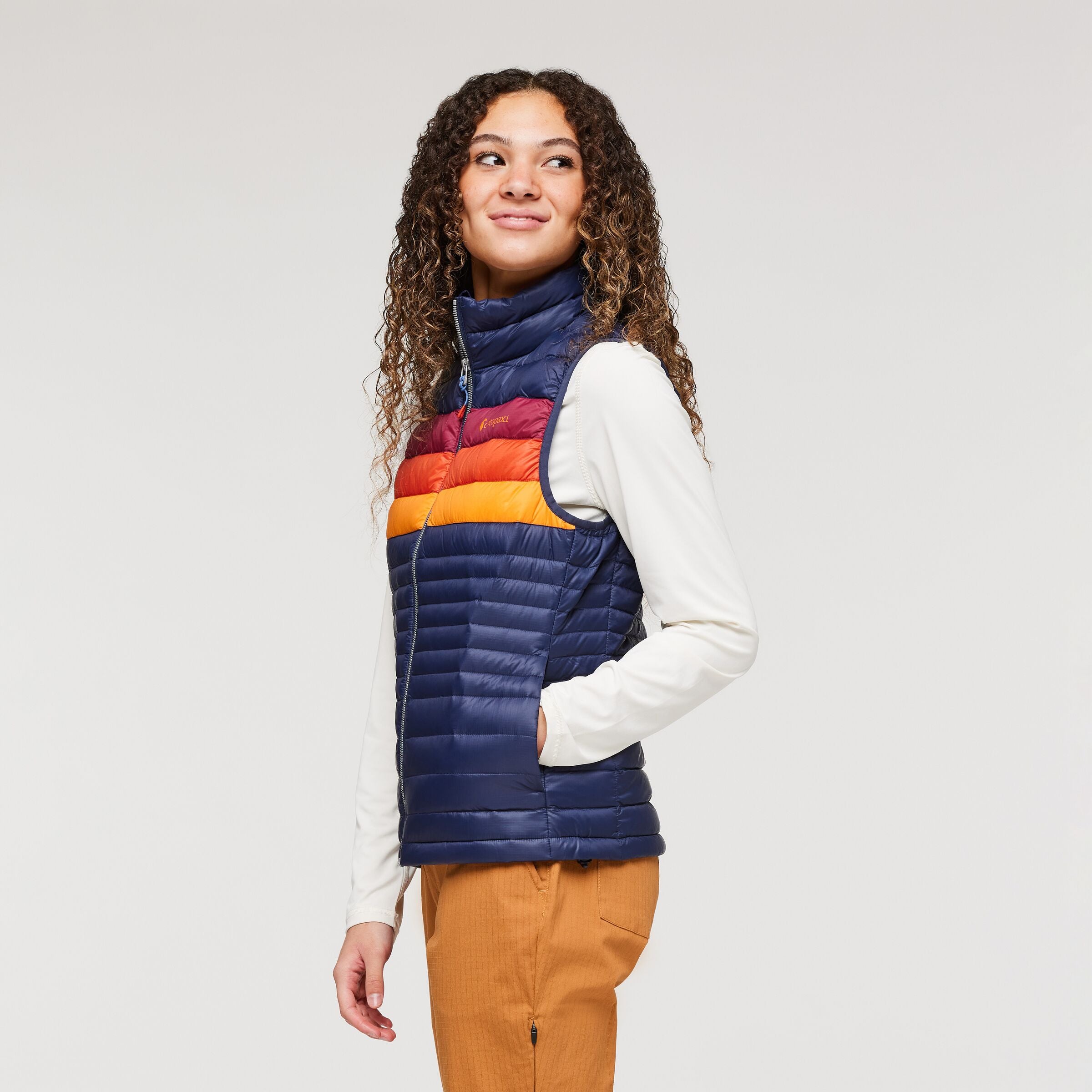 Fuego Down Vest - Women's, Maritime/Raspberry Stripes