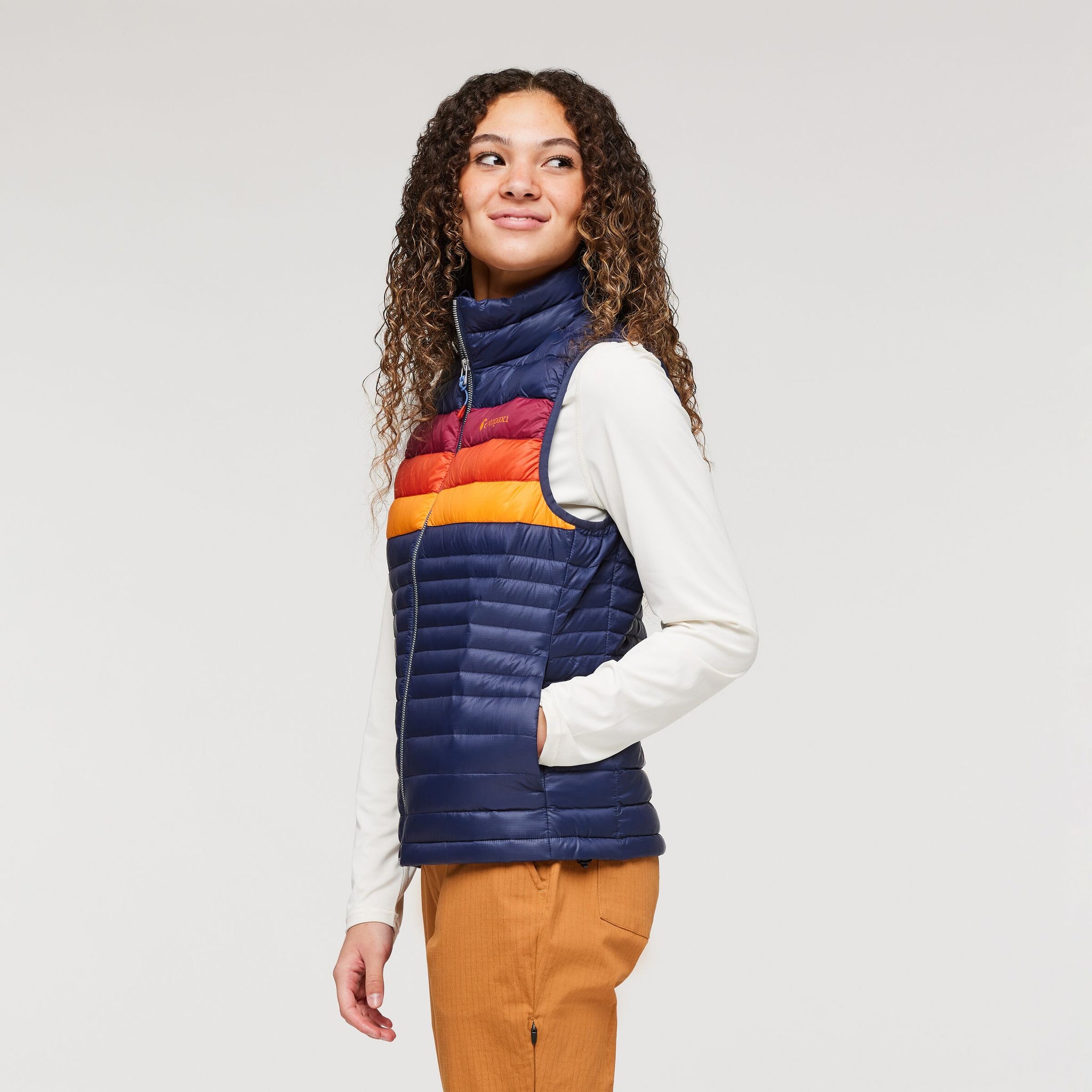 Fuego Down Vest - Women's, Maritime/Raspberry Stripes