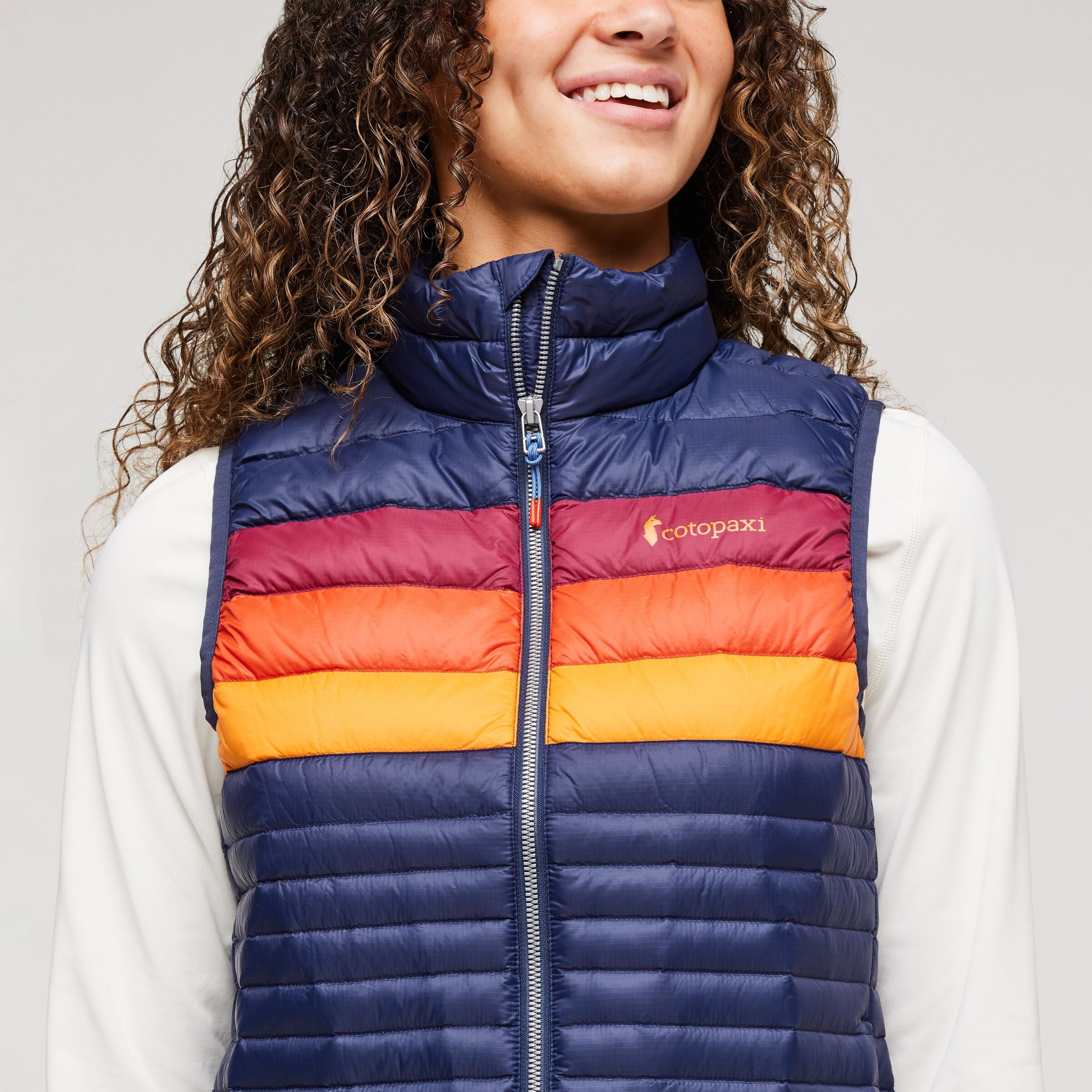 Fuego Down Vest - Women's, Maritime/Raspberry Stripes